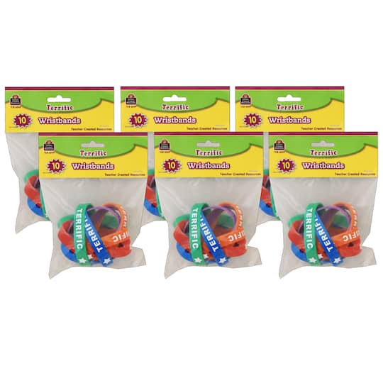 Teacher Created Resources Terrific Wristbands, 6 Packs of 10
